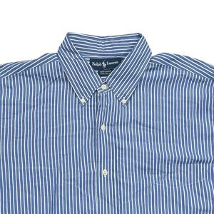 Ralph Lauren Button Down Shirt Mens XL Blue Bertrand Striped Cotton Smart Casual